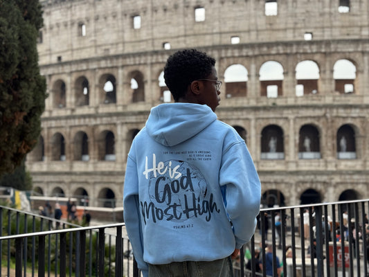 "God most high" Hoodie Sky Blue